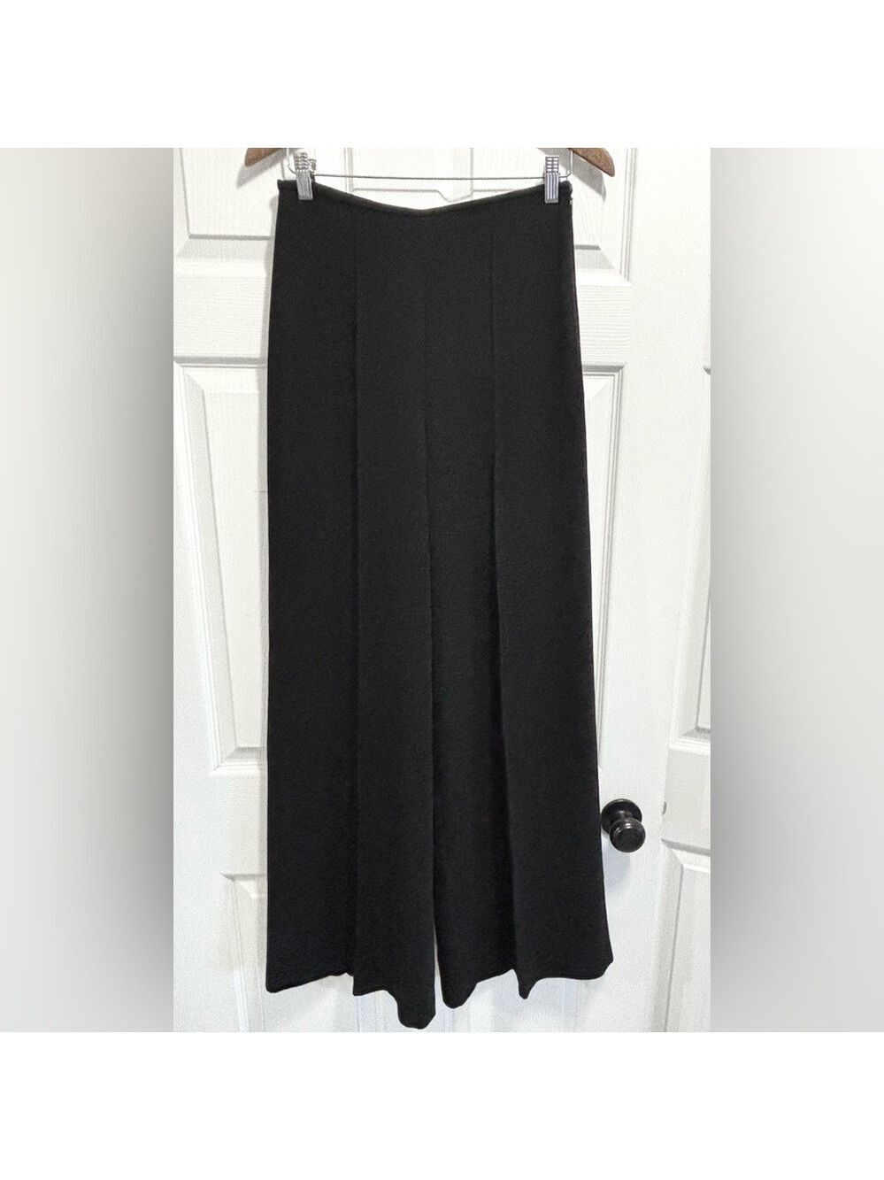 MNG Mango Black Wide Leg Trousers Pants Side Zip Drapey Flowy Size 6